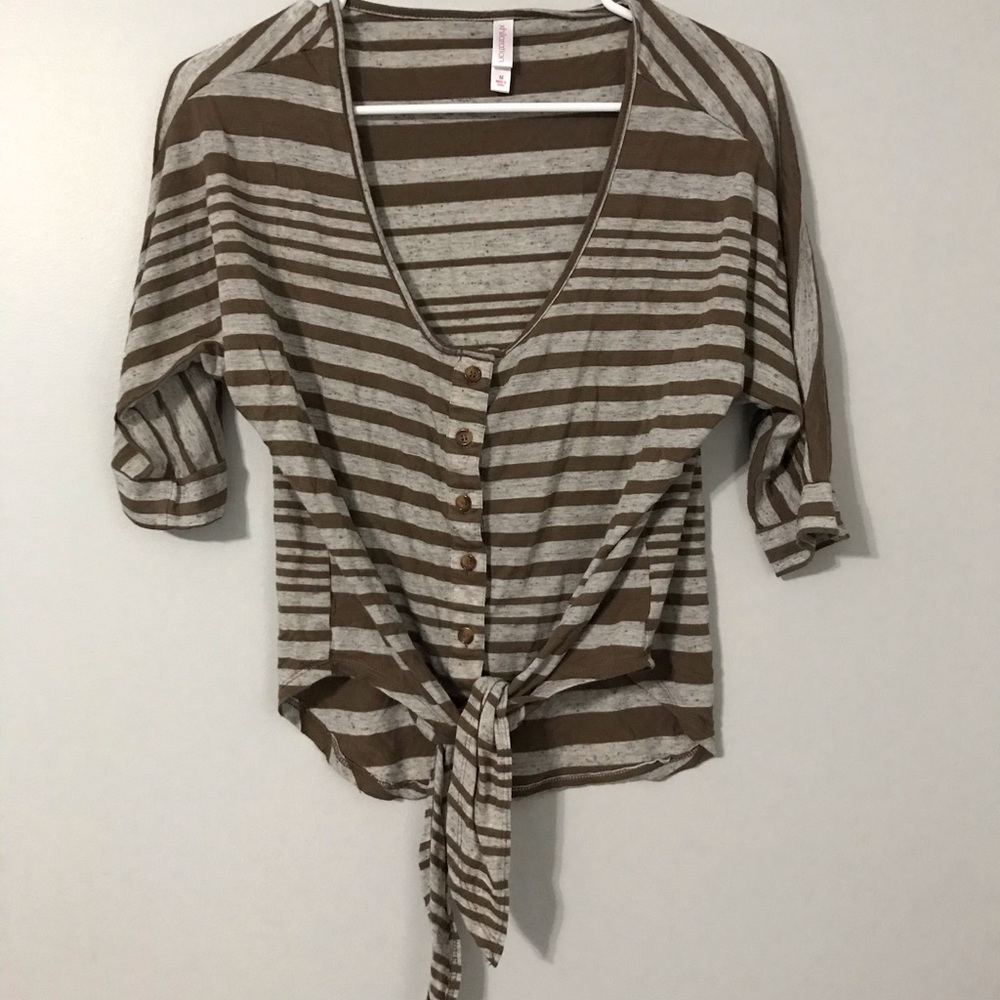 Striped Tie Front Top